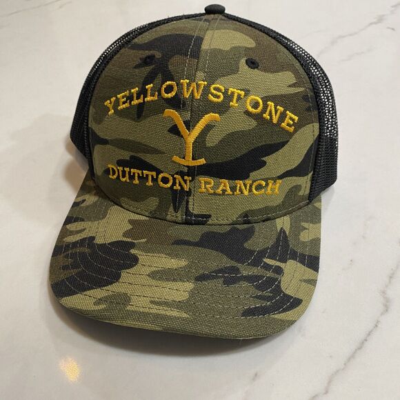 NEW Yellowstone Camo Hat Tv Show Logo Dutton Ranch Trucker Snap Back NWT Mens - Picture 1 of 6